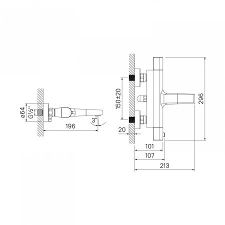Термостат для ванны с душем IDDIS Uniterm UNISB02i74WA хром глянцевый