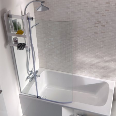 Шторка на ванну Jacob Delafon Bain Douche Malice 95x150 Хром стекло прозрачное