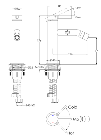 Смеситель для биде Benesque Lumiere 14010103 черный брашированный
