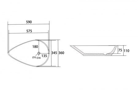 Раковина накладная 59см ABBER Bequem AC2117MB черный матовый