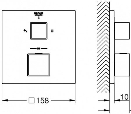 Термостат для душа Grohe Grohtherm Cube 24154000 хром