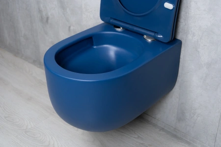 Унитаз подвесной безободковый GID Tr2133TF-BUM синий матовый, с сиденьем микролифт