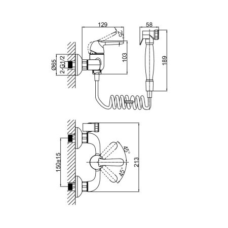 Гигиенический душ со смесителем D&K Rhein DA1344501, хром