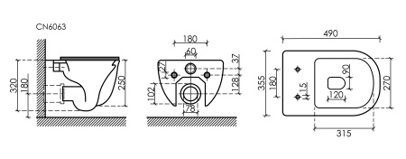 Унитаз подвесной безободковый Ceramica Nova Modena Rimless CN6063MB черный матовый