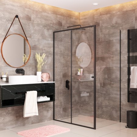 Душевой угол WasserKraft Dill 61S22 100x90x200, профиль черный, стекло прозрачное