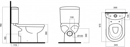 Унитаз-компакт AM PM Spirit C858607SC с бачком и сиденьем микролифт