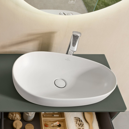 Раковина накладная 65см Villeroy & Boch Antao 4A7465RW StoneWhite с покрытием CeramicPlus