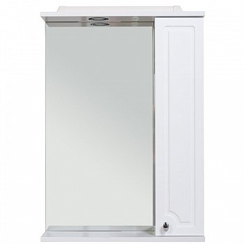 Зеркальный шкаф Rush Crete 75 со светильником Белый глянец