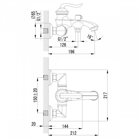 Смеситель для ванны с душем Lemark Brava LM4712G золото
