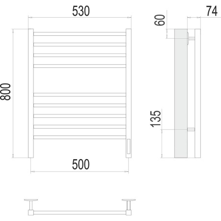Полотенцесушитель электрический Terminus Ватикан П8 50х80 КС 905, черный