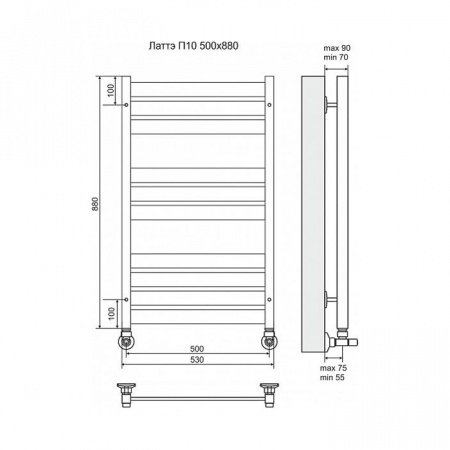 Полотенцесушитель водяной Terminus Латте П10 500x880