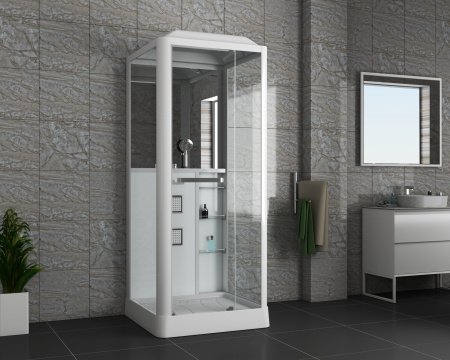 Душевая кабина Grossman GR-121 90x90x225 профиль белый, стекло прозрачное