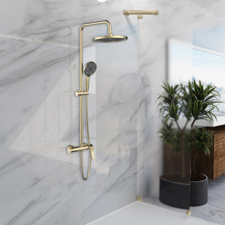 Душевая стойка со смесителем Vincea Arco VSFS-4AR1BG золото матовое