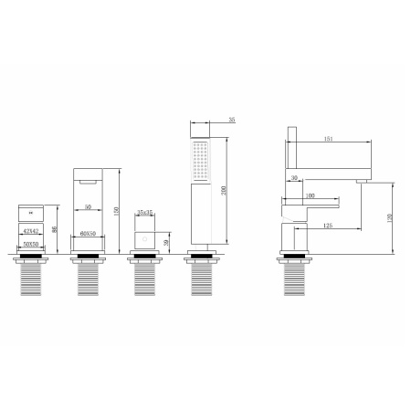 Смеситель ABBER Daheim AF8213G на борт ванны, никель