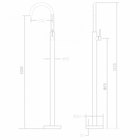 Смеситель ABBER Wasser Kreis AF8141NG напольный для раковины, никель
