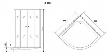 Душевой угол Niagara NG- 003-14BLACK 80x80x195 профиль черный, стекло с узором