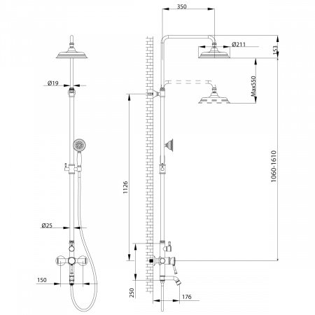 Душевая стойка Lemark Peretto LM6362RB черный кофе