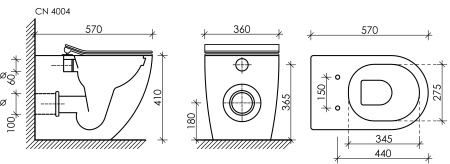 Унитаз приставной Ceramica Nova Metropol CN4004MB черный матовый