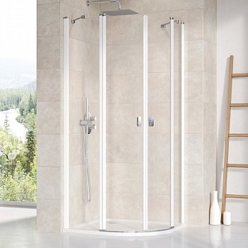 Душевой угол Ravak Chrome CSKK4 90x90x195 профиль белый, стекло прозрачное