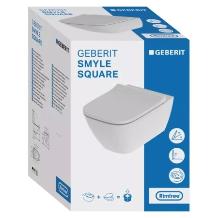 Унитаз с инсталляцией подвесной GEBERIT Smyle 500.153.37.1 клавиша смыва белый