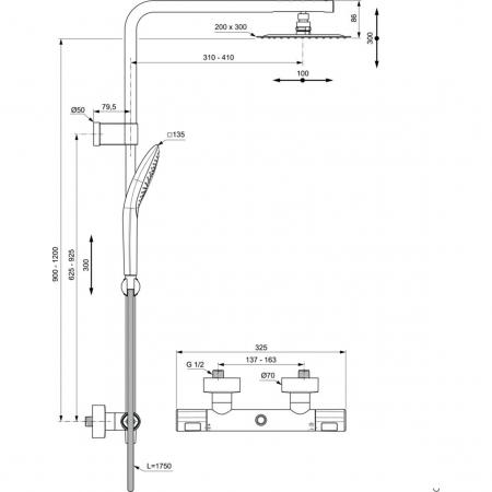 Душевая стойка Ideal Standard  CERATHERM T100 A7705AA хром