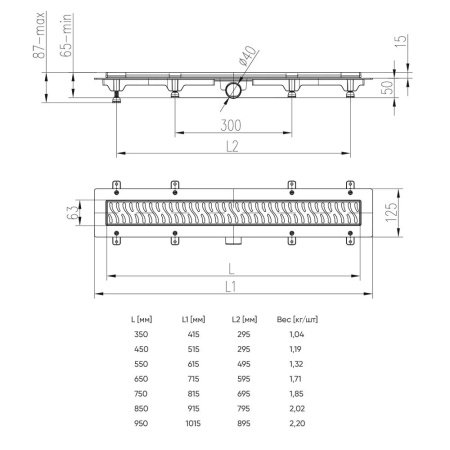 Душевой лоток 75см Veconi  Harmony V750HN решетка хром