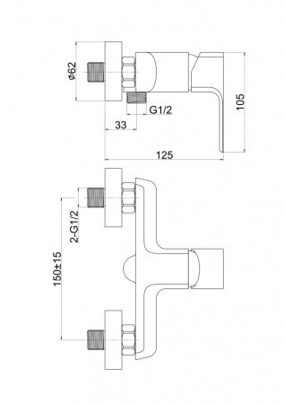 Смеситель для душа Cersanit GEO 63041 хром