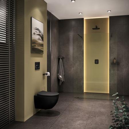 Унитаз подвесной безободковый Ravak Uni Uni Chrome RimOff X01794 без сиденья, черный матовый