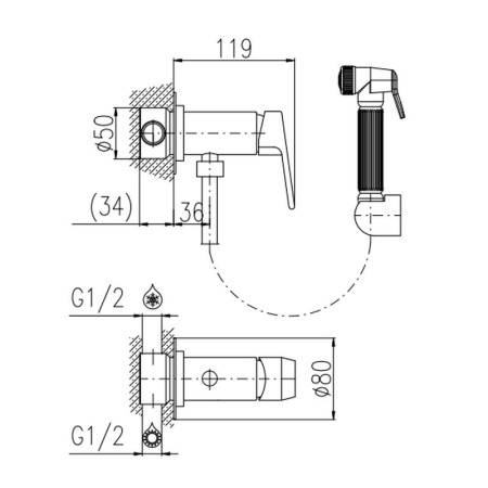 Гигиенический душ со смесителем Rav Slezak COLORADO CO347/1CMATZ, черный/золото