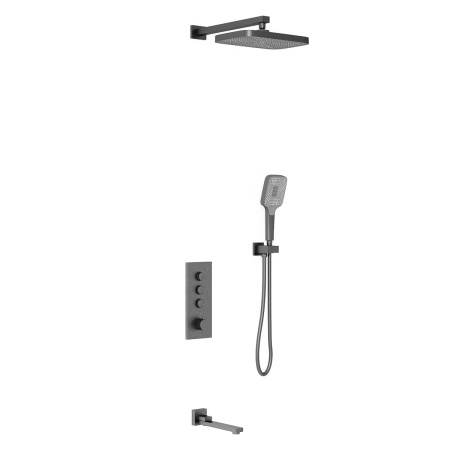 Душевой комплект Vincea VSFW-433T1GM встраиваемый, термостатический, 3 режима, вороненая сталь