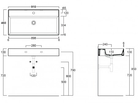 Раковина 90см Simas Agile AG91 белый