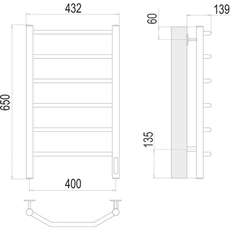 Полотенцесушитель электрический Terminus Виктория П6 40х65