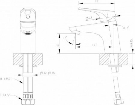 Смеситель для раковины Bravat Drop-D F148162C-1 хром
