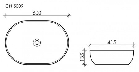 Раковина накладная 60см Ceramica Nova Element CN5009 белый