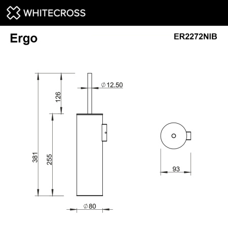 Ершик подвесной WHITECROSS Ergo ø80 мм ER2272NIB (брашированный никель)
