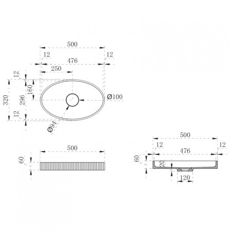Раковина накладная 50см ABBER Stein AS2603 белый