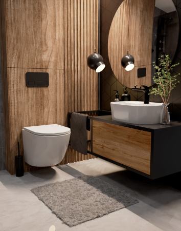 Унитаз подвесной безободковый AQUAme AQM2002L белый, с сиденьем микролифт