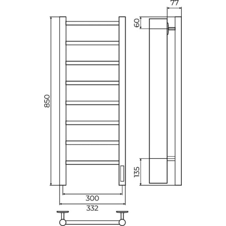 Полотенцесушитель электрический Terminus Аврора П8 30х85