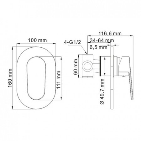 Смеситель для душа WasserKraft Donau 5351 хром
