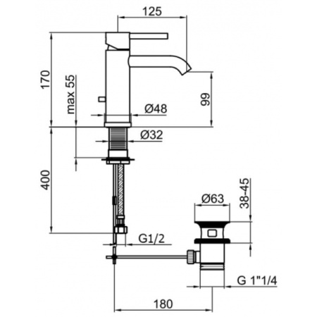 Смеситель для раковины Webert Elio EL830102015, хром