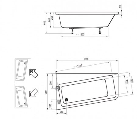 Акриловая ванна C831000000 Ravak 10° 160 L