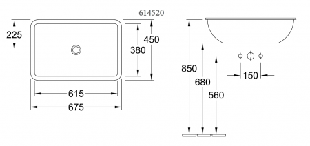 Раковина встраиваемая сверху 67см Villeroy & Boch Loop & Friends 6145 2001 alpin