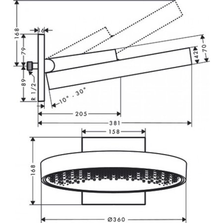 Верхний душ Hansgrohe Rainfinity 360 1jet 26230670 черный матовый