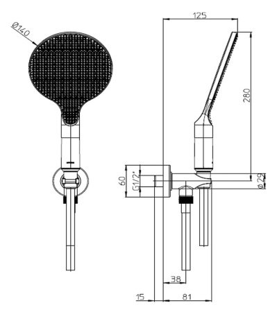 Душевой гарнитур Bossini Apice CE3002C.073 черный матовый