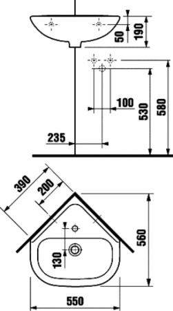 Раковина Jika Olymp 55 1661.4 угловая