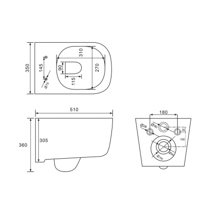 Унитаз подвесной безободковый Vincea Core VT1-28 белый, с сиденьем микролифт