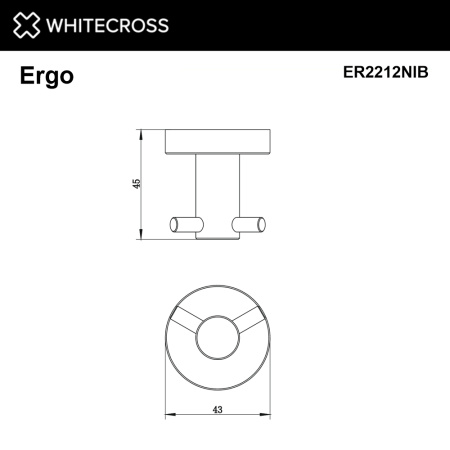 Крючок двойной WHITECROSS Ergo ER2212NIB (брашированный никель)
