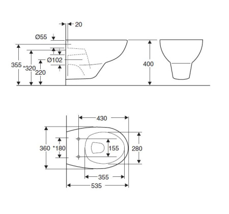 Унитаз Jacob Delafon Patio E4187-00 подвесной без сиденья