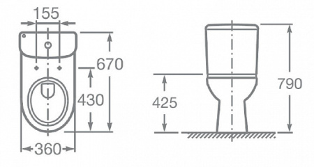 Унитаз-компакт с косым выпуском Roca Access 34P23900Y с сиденьем микролифт
