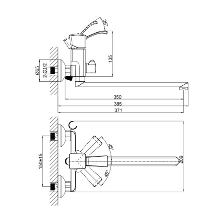 Смеситель для ванны D&K Rhein DA1473301, хром